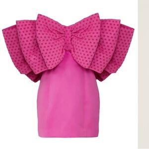Rotate Birger Christsensen Pink Bow Mini Dress (Size 34)